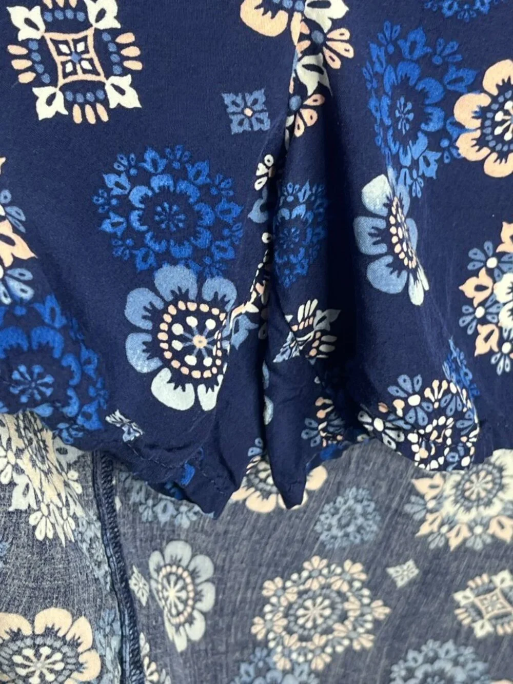 Justice Girls Romper Size 16 Blue Floral Boho Overlay